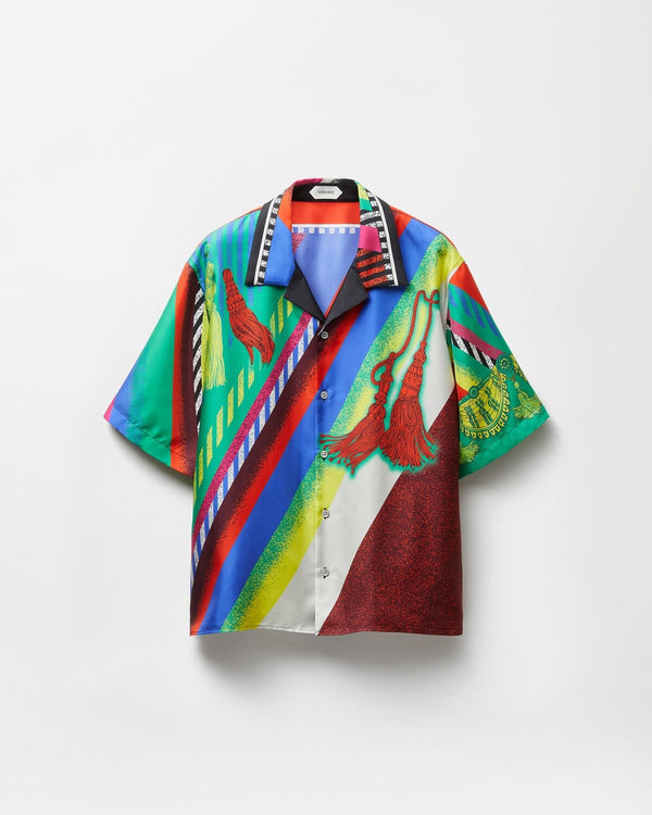 Premium Multicolor Abstract Printed Cuban Collar Half Sleeve Shirt for Men | Vibrant Casual Resort Wear