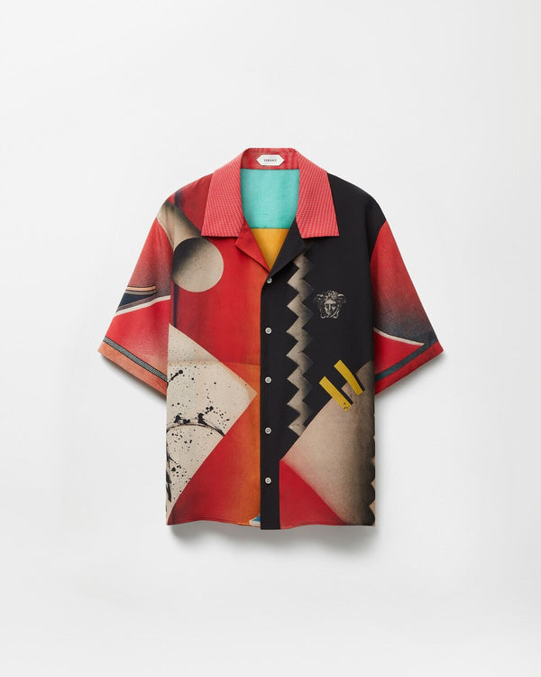 Premium Abstract Geometric Printed Cuban Collar Half Sleeve Shirt for Men | Modern Casual Resort Wear