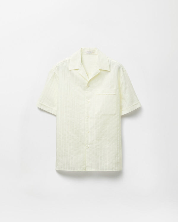Premium Ivory Textured Cuban Collar Half Sleeve Shirt for Men | Minimal Casual Summer Shirt